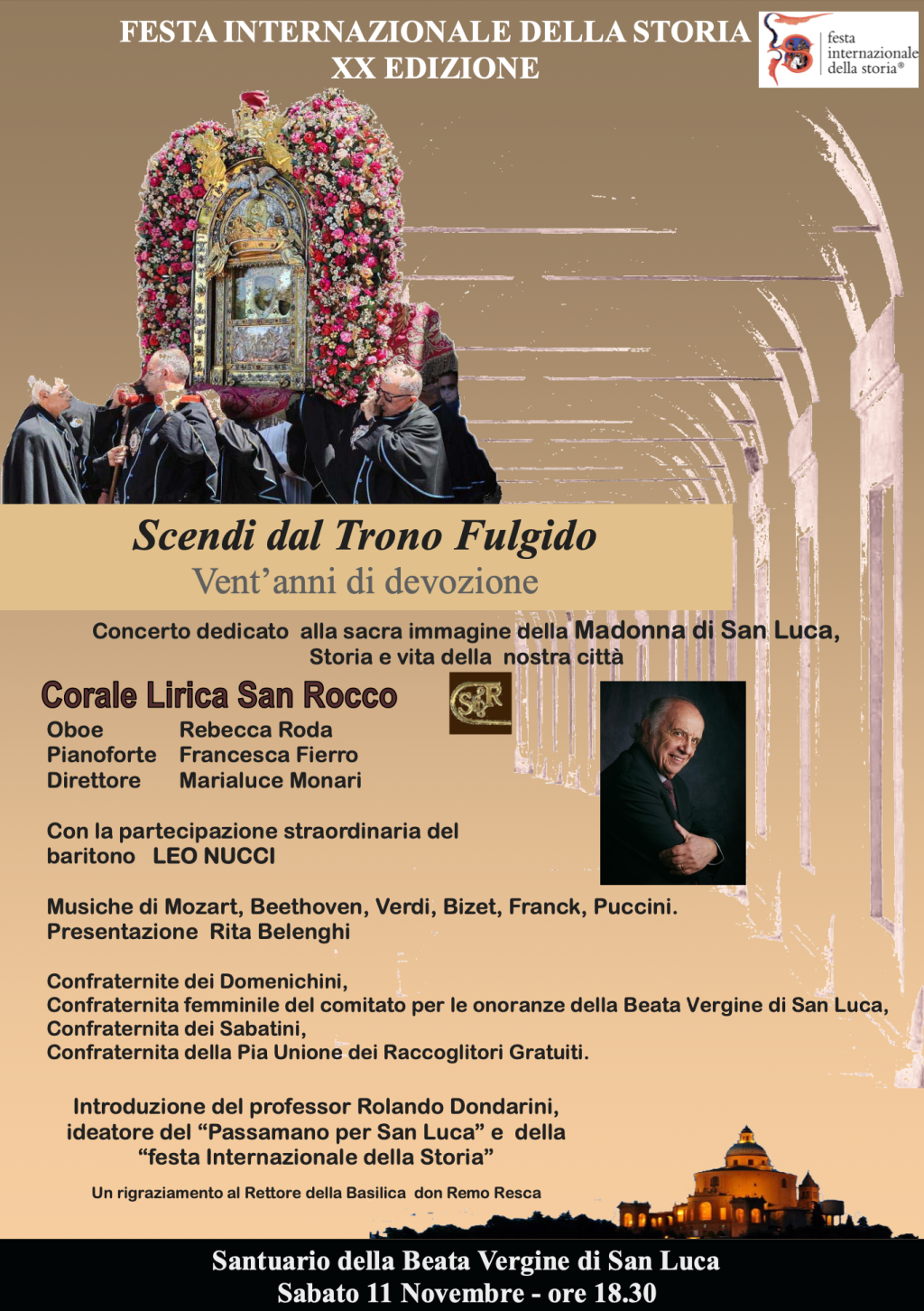 Sabato 11 Novembre 2023 ore 18,30 in Santuario Leo Nucci in Concerto dedicato alla B.V. di San Luca